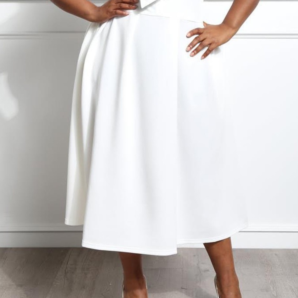 Tie Neck Fit and Flare Midi Dress - Picture 7 of 7